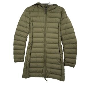 Parajumpers Super Lightweight Hooded Down Jacket Womens Small Olive Green Puffer